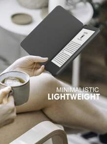 粉色Kindle Paperwhite專用殼,輕薄布面套,輕巧PU皮革智能保護套附手提帶,自動開關屏幕設計 - 粉色 - 查看 7