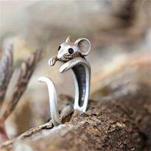 Cute Rat Ring Silver Plated Adjustable Cuff Ring Lovely Ornament For  Match Daily Outfits Special Party Decor - Silver - View 3