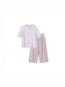 mini bala Young Boy Children's Short-Sleeved Set Soft And Breathable Home Service - Pink - View 4