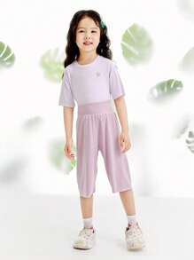 mini bala Young Boy Children's Short-Sleeved Set Soft And Breathable Home Service - Pink - View 1
