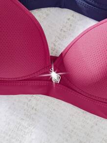 3PCS Women's Comfortable Sleeping Ventilate Wireless, Soft Cup Solid Bra