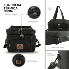 Lonchera Térmica Bolsa De Almuerzo Negro - Negro - Ver 3
