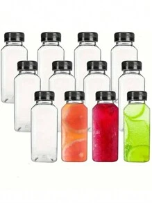 5pcs(Or 1pc) Plastic Juice Bottles With Caps, 8oz 12oz(250ml,350ml),Juice Containers With Lids For Fridge, Reusable Juicing Bottles, Smoothie Bottle, Empty Plastic Juice Bottles, Drink Containers With Lids, Empty Milk Bottles Plastic Smoothie Drink Bottles, Water Bottle, For Outdoor, Camping - Clear - View 2