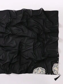 1Pc 90*90Cm Cung Điện Nữ Phong Cách Cổ Điển Voan Hijab Thêu Với Khăn Trùm Đầu Ngọc Trai Khăn Quàng Cổ Hồi Giáo Chống Nắng Mạng Che Mặt Hồi Giáo tua rua Kim Cương Khăn Choàng Duyên Dáng Băng Đô Thanh Lịch - Nhiều màu - Xem 16