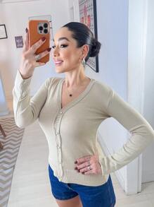 Women Cardigans - สีครีม/สีเบจ - ดู 2