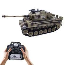 Juguete de tanque con control remoto y batería recargable para juegos al aire libre, modelo de tanque todoterreno nuevo para batallas de control remoto, juguete de tanques con orugas de metal como regalo de cumpleaños - Verde militar - Ver 13