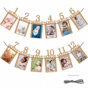 1st Birthday Baby Photo Banner For Newborn 12 Month Photo Prop Monthly Milestone Bunting Garland First Birthday Party Decorationbaby Shower Family Decorations Gifts