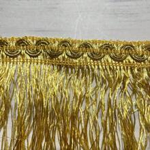 Fleco suave dorado con borlas y filo ondulado de hilo metálico para decoración de cortinas y ropa - Dorado - Ver 1