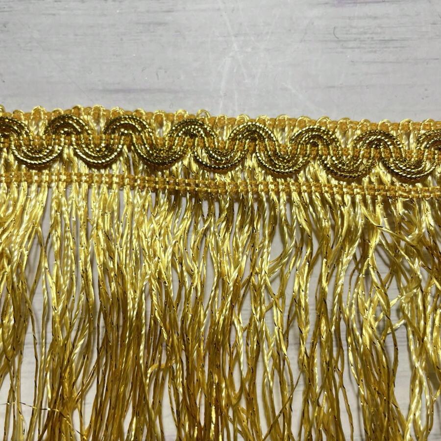 Fleco suave dorado con borlas y filo ondulado de hilo metálico para decoración de cortinas y ropa - Dorado - Ver 1