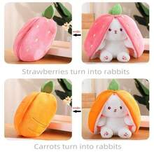 Juguete de peluche de conejito transfigurado de frutas encantadoras, lindo juguete de cosplay de conejo con zanahoria y fresa para regalo de cumpleaños o Navidad - Multicolor - Ver 3