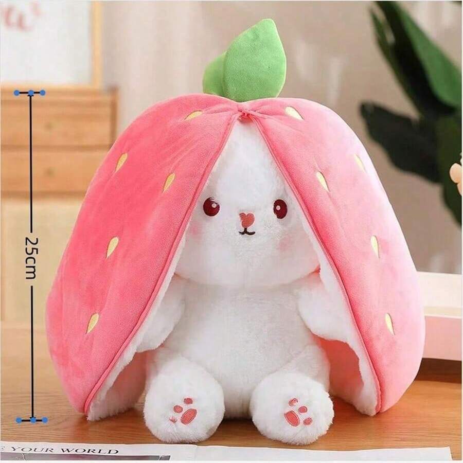 Juguete de peluche de conejito transfigurado de frutas encantadoras, lindo juguete de cosplay de conejo con zanahoria y fresa para regalo de cumpleaños o Navidad - Multicolor - Ver 1