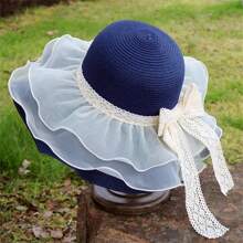 1pc Fashionable Women Sun Hat, Foldable Straw Hat For Beach, Travel, Outdoor Activities, Gift, Daily Wear, Sun Protection, Vacation Must-Have Valentine's Day