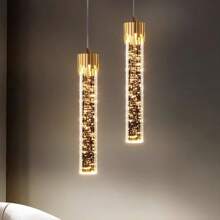 LAMPARA COLGANTE TUBO ACRILICO DECORATIVO MODELNO ORO 5Warr 500Lm APAGAR PARA CAMBIAR A AMARILLO LUZ CALIDA Y BLANCO - transparente - Ver 2