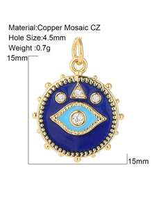 1pc Copper Inlaid Cubic Zirconia DIY Pendant For NecklaceBangleEarring Making - Yellow Gold - View 3