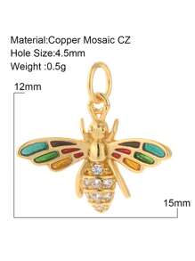 1pc Copper Inlaid Cubic Zirconia DIY Pendant For NecklaceBangleEarring Making - Yellow Gold - View 4