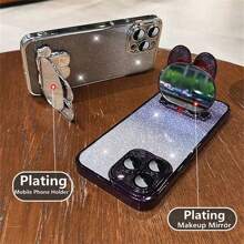 1pc Folding Rabbit Mirror Bracket Case For IPhone 16 12 13 15 14 11 Pro Max 13pro 15pro Iphone16 Plus Stand Cover