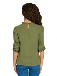 Blusa bies en hombro - Verde fuerte - Ver 5