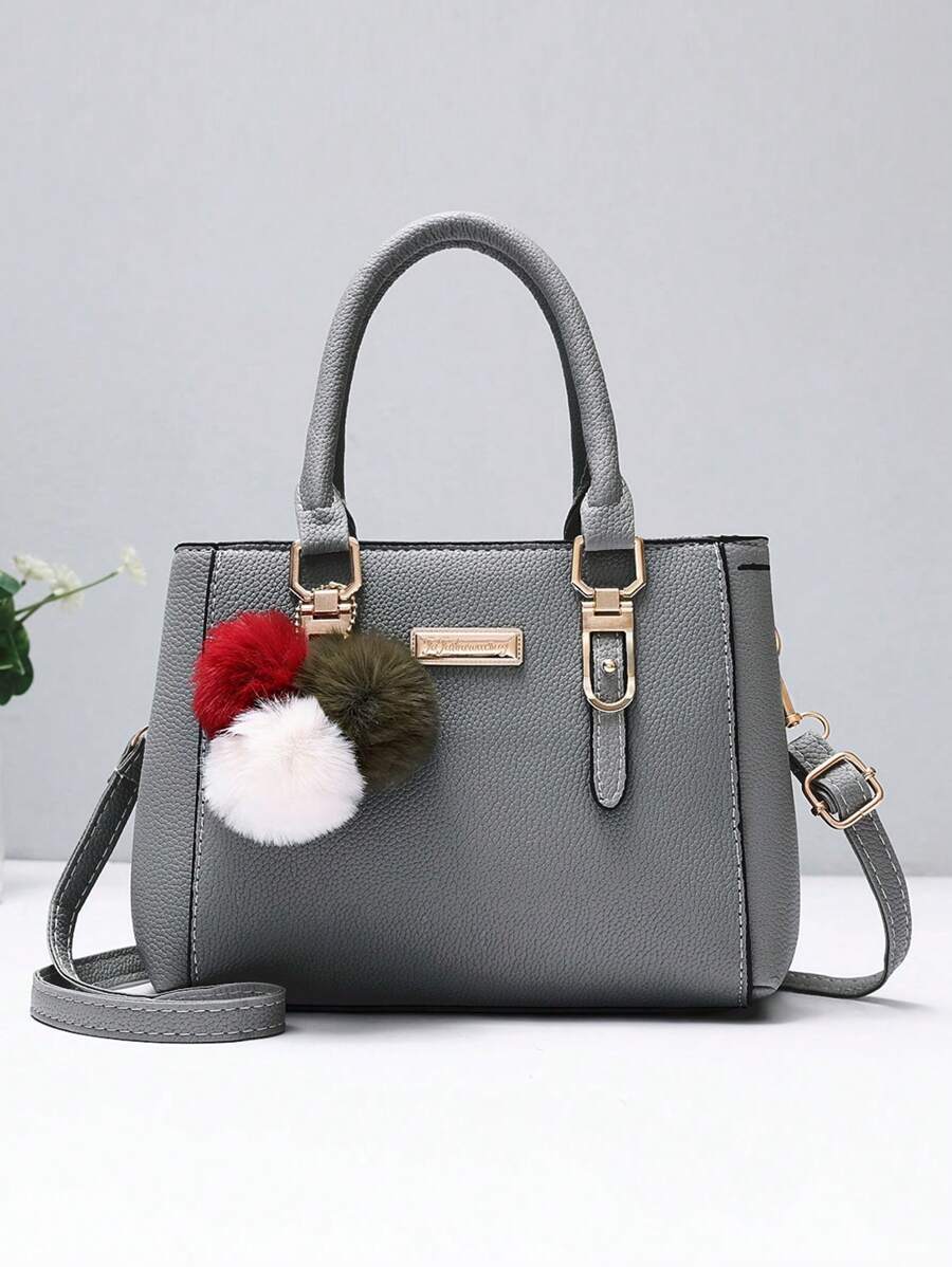 时尚简约手提包，配有礼品吊坠，最佳母亲节礼物创意，母亲节礼物，妈妈礼物，妈妈必备品，外出妈妈包 - 深灰色 - 查看 1