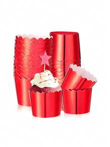 12 Stücke verdickte Spitzenfolien Cupcake Backförmchen aus Goldfolie, Einwegpudding- und Dessertbehälter, geeignet für Brot, Kuchen, Torte, Picknick, Mahlzeit, Dessert und Partys sowie Hausbacken