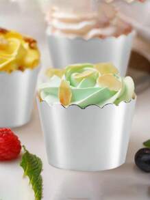 12 Stücke verdickte Spitzenfolien Cupcake Backförmchen aus Goldfolie, Einwegpudding- und Dessertbehälter, geeignet für Brot, Kuchen, Torte, Picknick, Mahlzeit, Dessert und Partys sowie Hausbacken