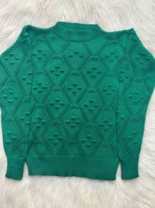 Plus Size Knit Tops - 軍綠色 - 查看 2