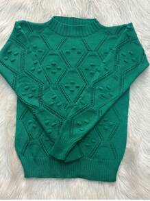 Plus Size Knit Tops - 軍綠色 - 查看 1
