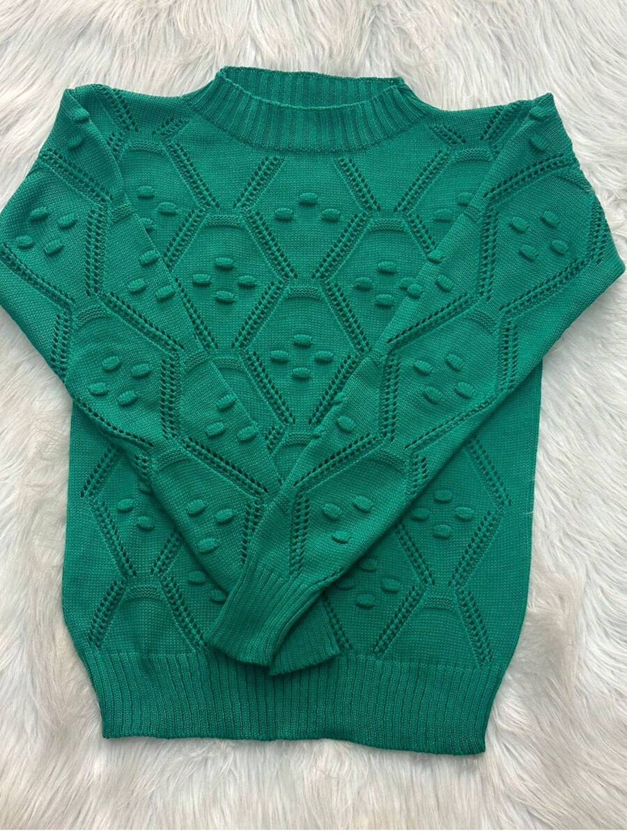 Plus Size Knit Tops - 軍綠色 - 查看 1