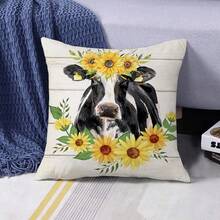 1/2/4 pezzi, Copr cuscino decorativo stile country, 18x18 pollici Fienile Mucca Gallo Sole Fiore Cuscini per decorazione casa Rustici Vintage Copripillow per veranda patio divano soggiorno esterno, senza nucleo del cuscino - Multicolore - Visualizzare 13