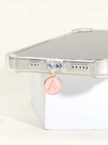 Letter Pendant Dust Plug With Data Port Protection Function, Compatible With Apple Port, Type-C Port, Mobile Phone Dust Plug Pendant, For Charging And Data Transmission - Dusty Pink - View 1