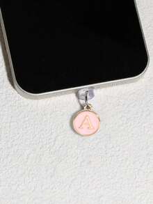 Letter Pendant Dust Plug With Data Port Protection Function, Compatible With Apple Port, Type-C Port, Mobile Phone Dust Plug Pendant, For Charging And Data Transmission - Dusty Pink - View 3