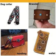 100pcs Colorful Acrylic Turquoise & Brass Rivets, Leather DIY Accessories 8mm Diameter