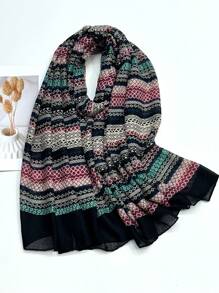 時尚新款流蘇圍巾，輕便透氣，適合女性休閒戶外旅行使用，女士絲巾海灘浴巾 - 彩色 - 查看 14