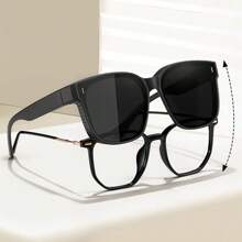 1pc Simple Versatile Oversize Square Frame Fashion Glasses, Fit Over Fashion Glasses For Nearsighted Glasses Cover, For Men Outdoor Party Vacation Travel Driving Supplies Photo Props For Summer Beach Vacation,Outdoor,Travel