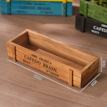1 pieza Maceta de madera retro para plantas suculentas en balcón, caja rectangular de madera sólida para bonsai suculentos - maceta de madera - Ver 13