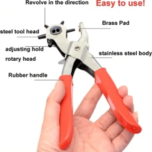 1pc Multi-Functional Steel Pliers German Style Belt Hole Puncher Belt Punch Pliers - Red - View 11