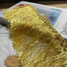 Fleco suave dorado con borlas y filo ondulado de hilo metálico para decoración de cortinas y ropa - Dorado - Ver 4