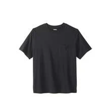 KingSize Men's Big & Tall Shrink-Less Lightweight Pocket Crewneck T-Shirt - Black - View 1
