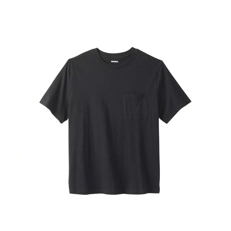 KingSize Men's Big & Tall Shrink-Less Lightweight Pocket Crewneck T-Shirt - Black - View 1