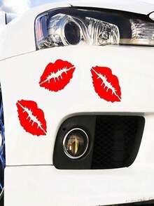 1pc Car Decoration Stickers, Angel , Creative Stickers, Body And Rear Scratch Decoration, Creative, Premium Stickers. (Set Of 6) - Red - View 5