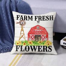 1/2/4 pezzi, Copr cuscino decorativo stile country, 18x18 pollici Fienile Mucca Gallo Sole Fiore Cuscini per decorazione casa Rustici Vintage Copripillow per veranda patio divano soggiorno esterno, senza nucleo del cuscino - Multicolore - Visualizzare 10