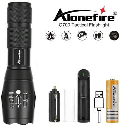 Alonefire Linterna LED de 10W con zoom, alta potencia para camping, caza, pesca, trabajo en el hogar, actividades al aire libre, senderismo, escalada, aventura, iluminación nocturna