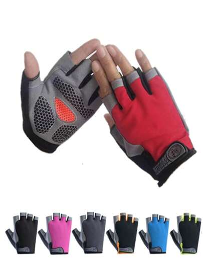 1雙男女皆宜半指健身手套，掌心加厚，具有防震、透氣、防滑、耐磨等特點，適合開車、運動和騎車使用
