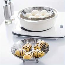 1pc Expandable Stainless Steel Steamer Basket Vegetable Collapsible Steam Cooking Insert For Steaming Food Seafood Boil