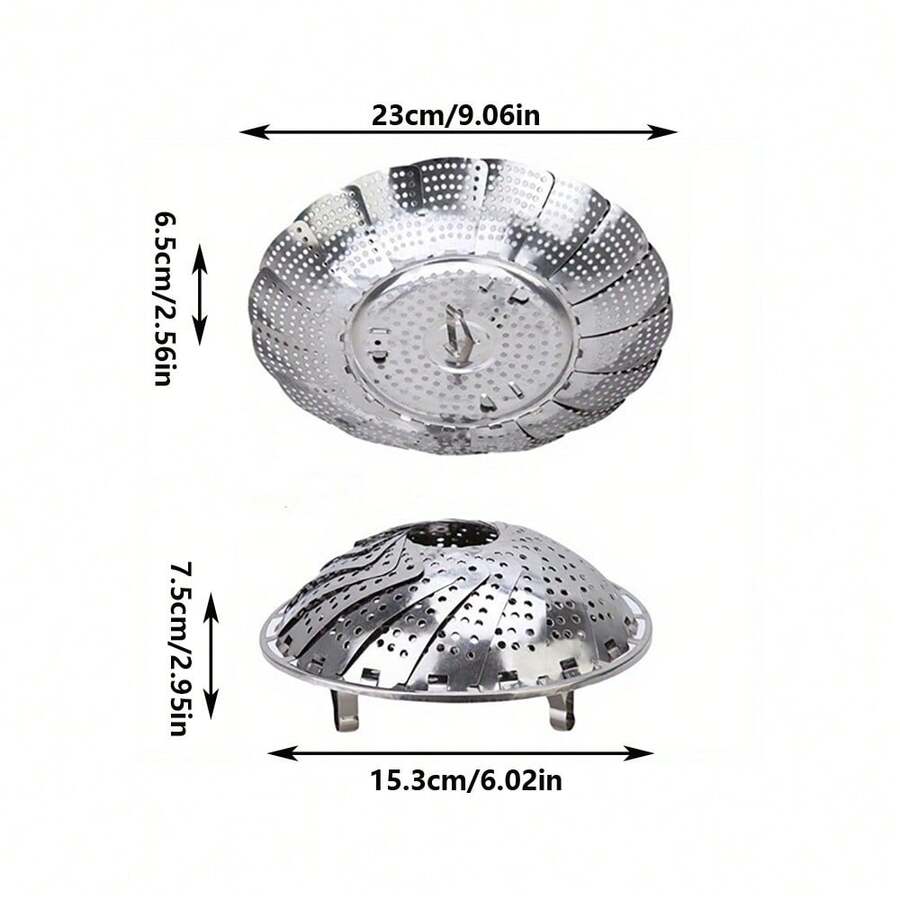 1pc Expandable Stainless Steel Steamer Basket Vegetable Collapsible