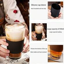 1pc  Glass Cup Large Capacity With Lid, Milk Tea Straw Water Cup, Breakfast Coffee Cup, Student Cup - Multicolor - View 2