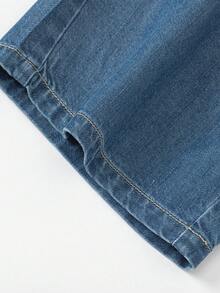 Balabala 男孩短褲，嬰兒短褲，2024新款，兒童中長款短褲，夏季，寬腿牛仔褲，時尚潮流 - 藏蓝色 - 查看 8