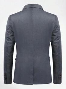 CLOUDSTYLE Men's Single-Breasted Suit Jacket With Lapel Collar And Trousers Set - Grey - View 5