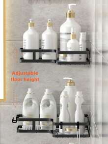 1pc No Drilling Kitchen Triangular Storage Rack, Strong Load-Bearing Corner Shelf, Saves Kitchen Space And Stores Various Kitchen Small Items,Kitchen,Summer Beach Party,Food,Camping,Organizer,Room Decor,Kitchen Items." - Black - View 7