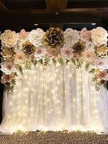 1pc Wedding Glowing White Gauze Backdrop Curtain, White Wedding Arched String Lights Sheer Curtain, 393/196inch Transparent Wedding Background Decorative Gauze, Wedding Arched Ceiling Decoration, Suitable For Wedding, Baby Shower, Birthday Party, Home Decor, Photo Prop - White - View 9