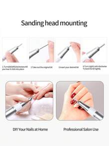 LULAA Máquina de taladro de uñas de precisión de calidad de salón para el cuidado de uñas / pies, modelado y pulido de alta velocidad, operación tipo inserto, rectificadora de manicura eléctrica tipo bolígrafo - Tipo de Enchufe A USA (110-127V) - Ver 5